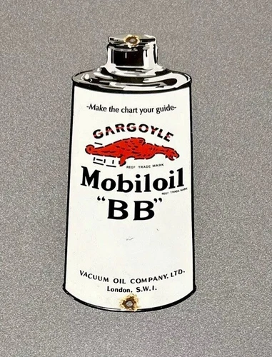 VINTAGE 12” MOBIL PEGASUS GARGOYLE CAN PORCELAIN SIGN CAR GAS OIL TRUCK