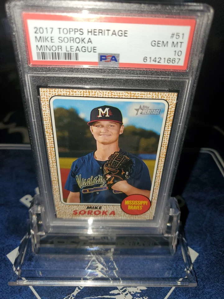 2017Topps Heritage Minor League#51 Mike Soroka Rookie PSA10💎Mint🪓BRAVES🔥POP11 - Image 2 of 4