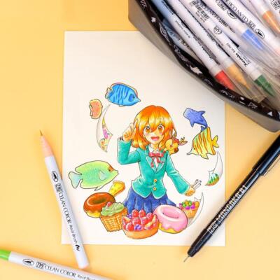 Kuretake ZIG Clean Color Real Brush Marker Set 39Pc, RB16039V | eBay