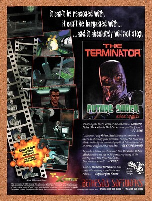 1995 Terminator Future Shock PC Original Advertisement / Retro Wall Art v1