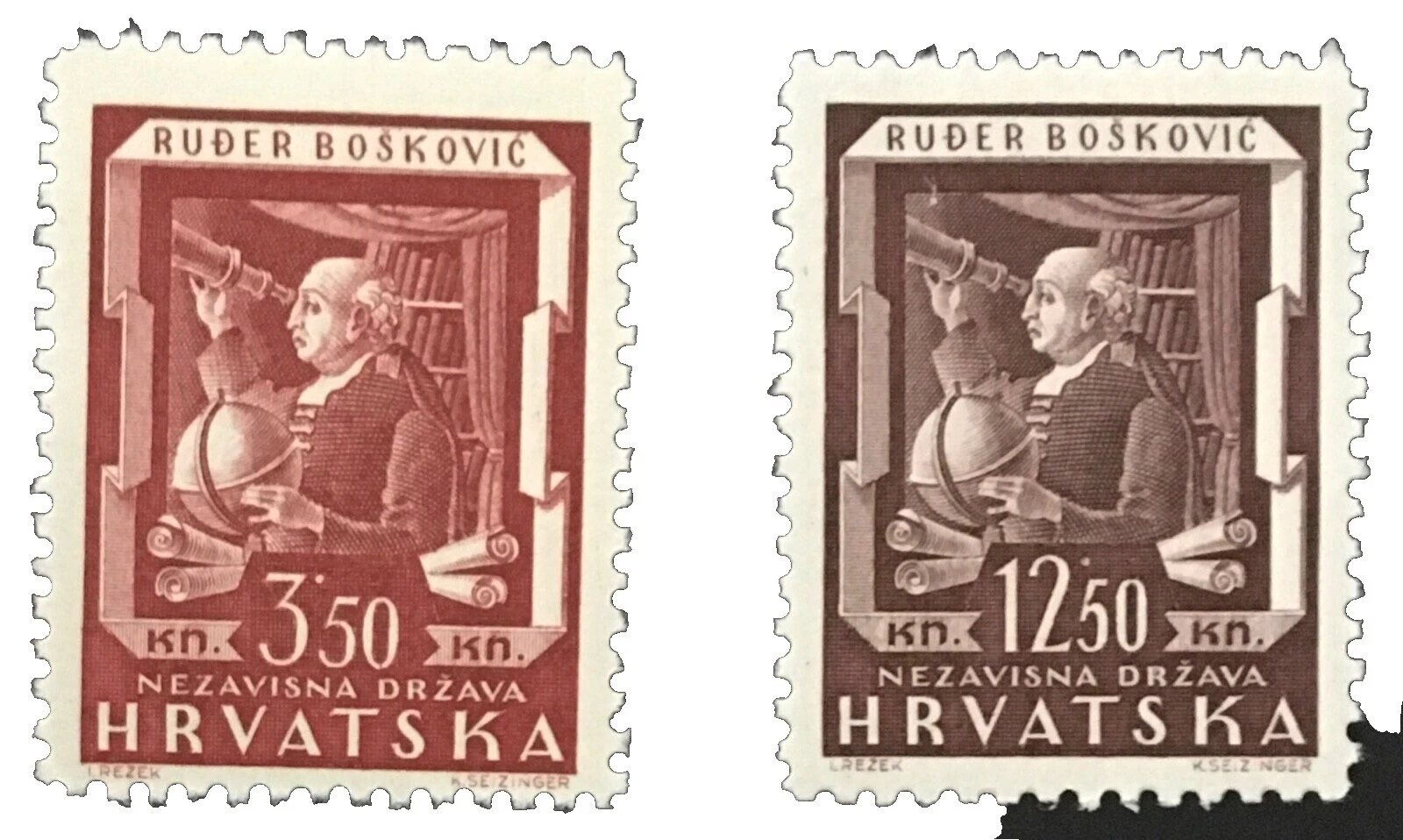 Estampillas postales de varios colores croata