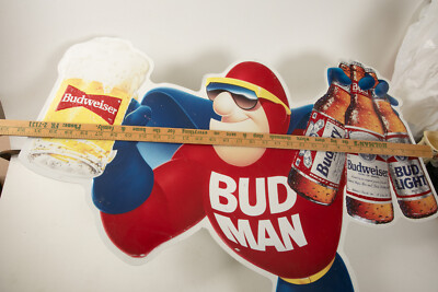 1991 Budweiser Bud Man Super Hero Sign (N1L) Bud Dry Light (JSF6