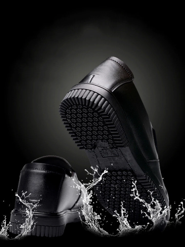 Men's Restaurant Oil Resistant Kitchen Work Shoes Loafer Slip-On Skid Non-Slip - Image 2 of 4