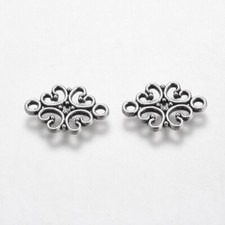 Jewelry Making Findings-Tibetan Style Flower Connectors-Silver Tone 10 pcs