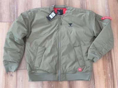 Under Armour Project Rock MA-1 ジャケット M New Under Armour Project Rock Bomber Jacket Thyme Olive Green XL