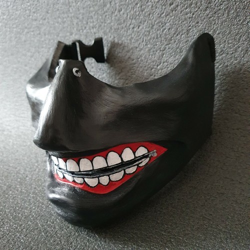 Half Mask Tokyo Ghoul Anime Mad Smile Kaneki Ken Helloween Props Cosplay Gift - Picture 2 of 9