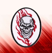 New Skull Flames Death Iron On Horror Embroidered Gothic Biker Patch