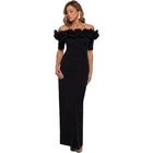 Xscape Off-the-Shoulder Ruffle Evening Gown, Black, Size 16