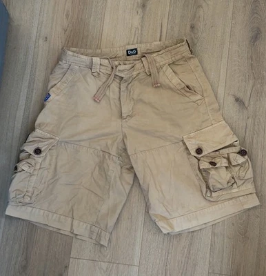 Vintage D&G Dolce Gabbana Y2K Archive Cargo Shorts Beige Made in Italy Size S - Imagen 1 de 4