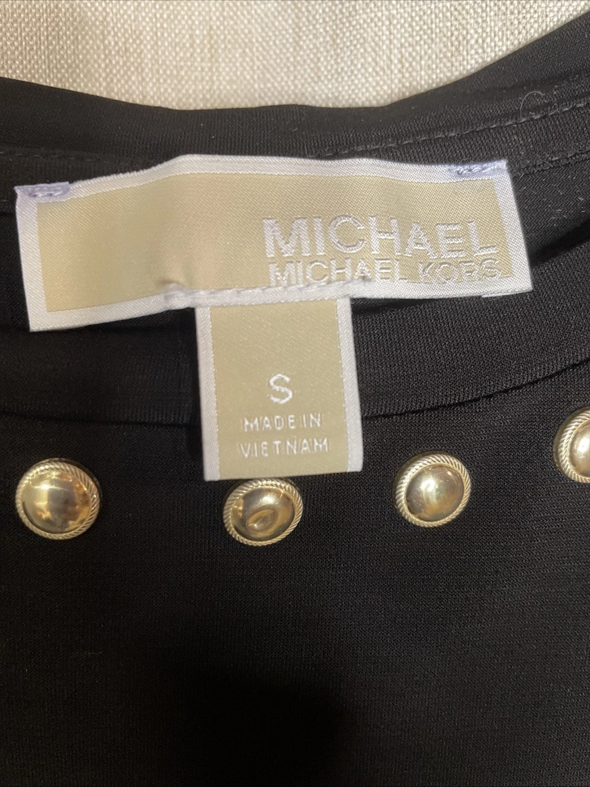 Abito donna Michael Kors nero t shirt colletto borchiato taglia small LBD