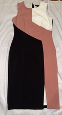 White House Black Market Lined Diagonal Color Block Sheath Dress Women’s 6