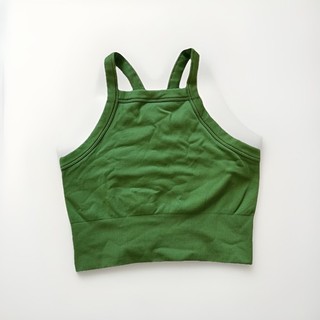 ATHLETA small green Ribbed High Neck Low Impact Bra Excellent Condition