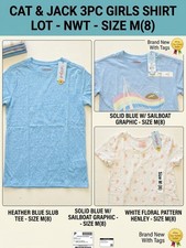 Lot Of 3 Cat Jack Blue Graphic Tshirts New Girls' Blouses