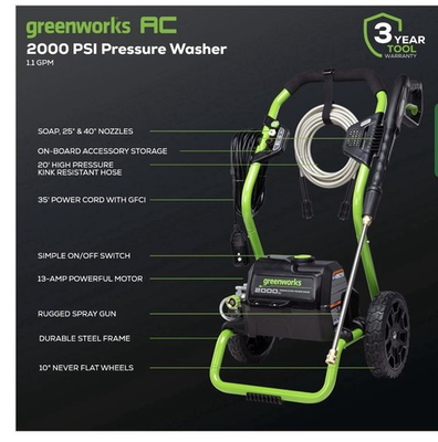 #ad G5166 Green Corded Electric Cold Water Pressure Washer w Wheels Green $145.00