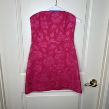 Alice And Olivia Strapless Dress Pink Raised Floral Print-Size 6