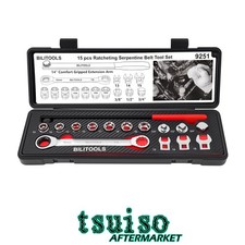 Complete 15-piece Serpentine Belt Tool Kit With Ratcheting Wrench Extensions