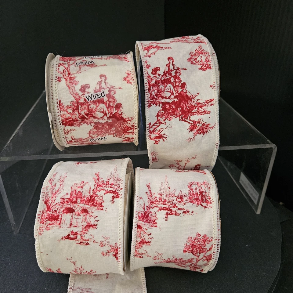 Cinta de algodón con cable Toile rojo lote de 4 Foto 3 de 4