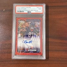 2024 Topps Chrome Football Cade Stover Red Wave Rookie Auto 5/5 PSA 9 RC SSP