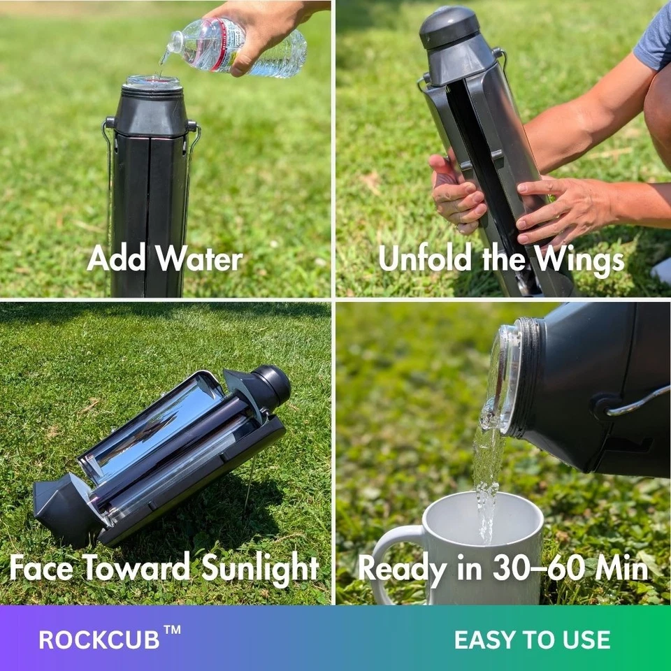 Chaleira solar portátil para acampamento caminhadas garrafa térmica movida a energia solar 16,9 fl oz - Imagem 3 de 4