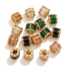 5pcs stainless steel gold plated crystal spacer beads big hole for diy bracelet