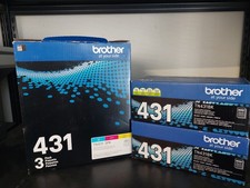 Set of 2 Brother TN431 OEM Black Toner Cartridges Cyan, Yellow, Magenta