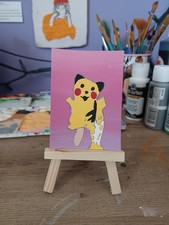 ACEO Original, Melting Pikachu, Acrylic Painting by Starmie_Stormy