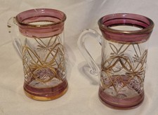Vintage Bohemian/Egyptian Liquor Glasses Maroon With 24k Lot Of 2