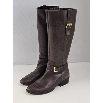 Lauren Ralph Lauren Women s Tall Leather Brown Riding Boots Monica Size 7 B