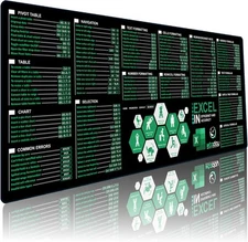 Excel Shortcuts Mouse Pad - Extended XL Office 31.5" x 11.8", 