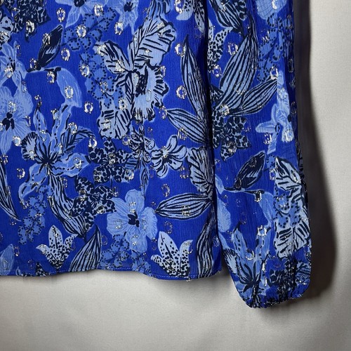 New Lily Pulitzer Giana Long Sleeve top Alba Blue Crisis Together size XXS - Picture 10 of 15