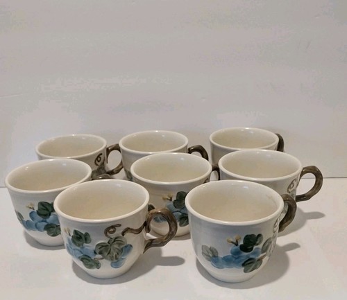 Metlox POPPYTRAIL 8 Coffee Tea Cups SCULPTURED GRAPE Poppy Trail Blue Teacup Cup - Picture 1 of 9