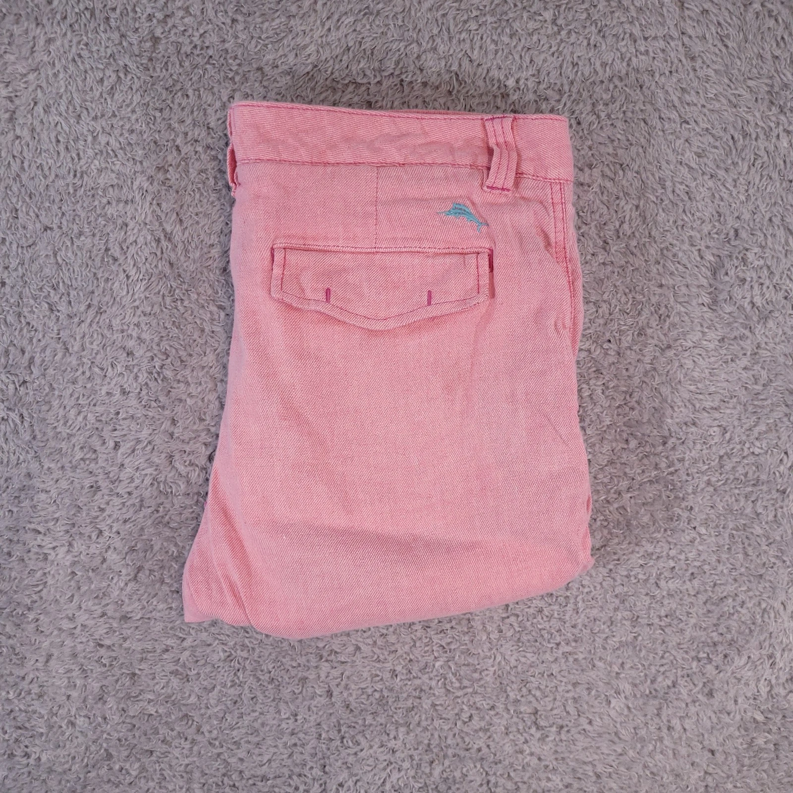 Tommy Bahama Chino Shorts Mens 35 Coral Preppy Casual Linen Blend Summer