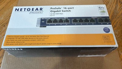 Netgear GS116NA 16-Port Gigabit Ethernet Unmanaged Switch ProSafe FACTORY SEALED