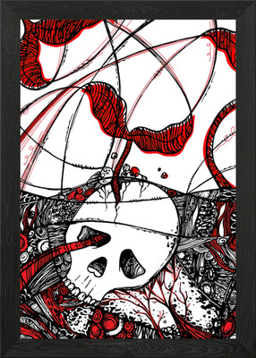 Gerahmtes Wandbild Leben und Tod Poster Leinwanddruck Bild