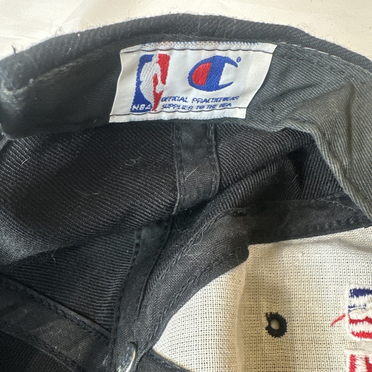 Vintage Chicago Bulls Champion Athletic Hat Snapback 90s NBA Rare Black Script View 6