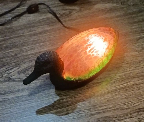 Duck Amber Glass w/brass- (Vintage) Tiffany Style -Desk/Table Lamp Vintage