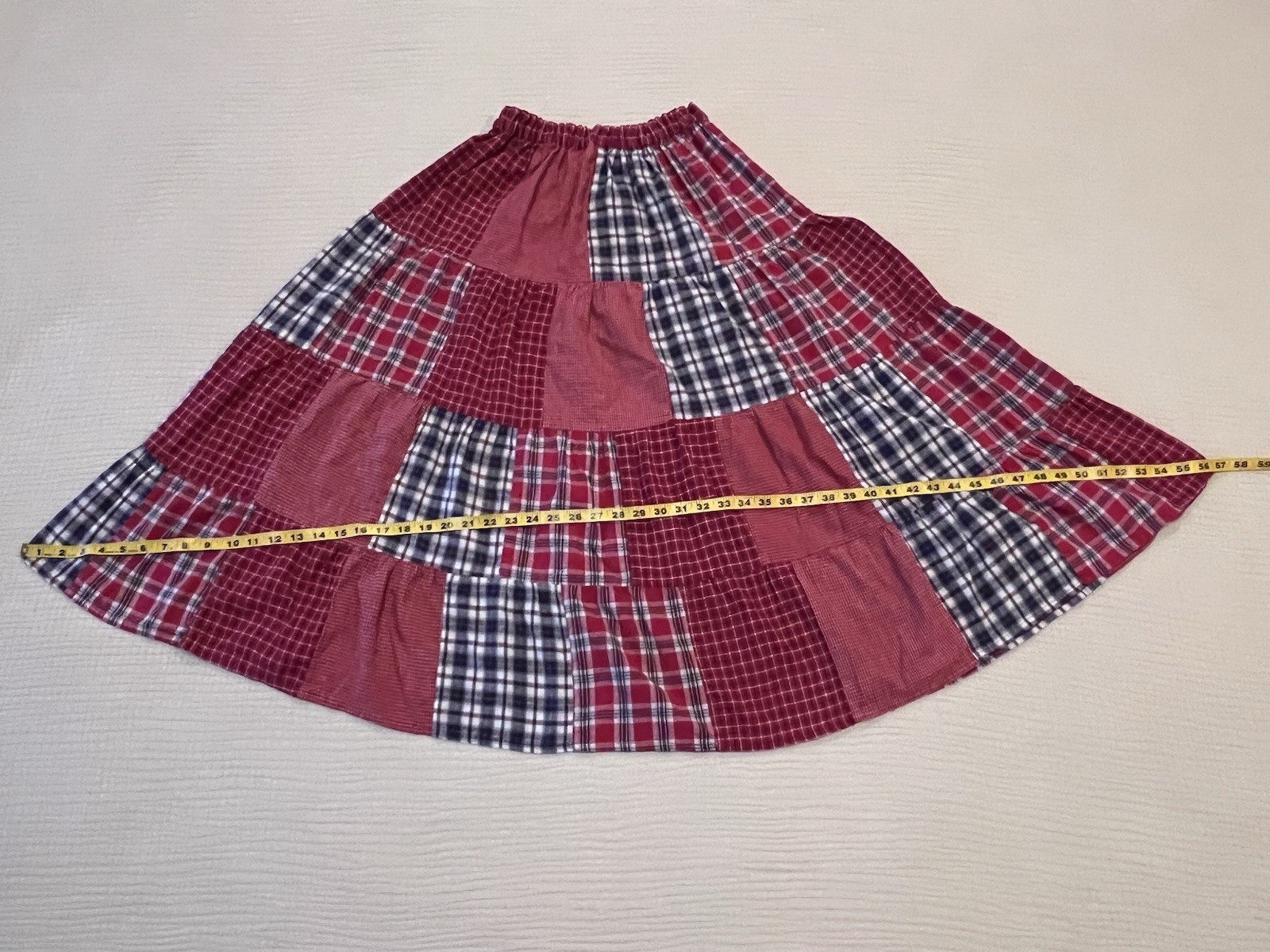 Bridgewater Patchwork Skirt Red Plaid Tiered Cott… - image 11