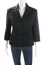 Narciso Rodriguez Womens Notched Collar Three Button Blazer Black Size 12