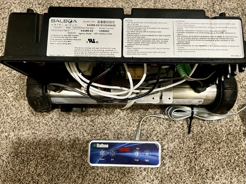 Balboa Spa Pack Model VS500Z/ with Topside Control Panel - Image 3 of 4