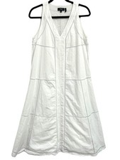 Theory Women’s White Ladder Eyelet Sleeveless Midi Dress Bridal Clean Size 6