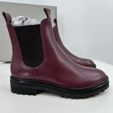 Everlane The Lug Chelsea Boot in Bordeaux sz 8 Women's Leather Ankle Chunky Sole