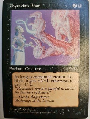 MTG Magic The Gathering Card Phyrexian Boon Enchant Creature Black Alliances 