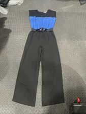 Collective Concepts Women’s Jumpsuit Black/Royal Blue With Pockets Size Medium