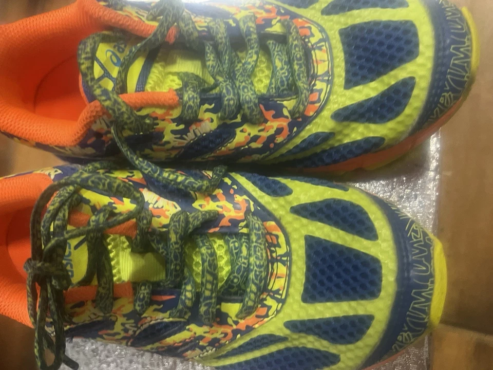 Boys ASICS GEL NOOSA TRI 10 BOYS 1.0 KIDS BLUE LIGHTENING SNEAKERS neon C523N - Image 3 of 4