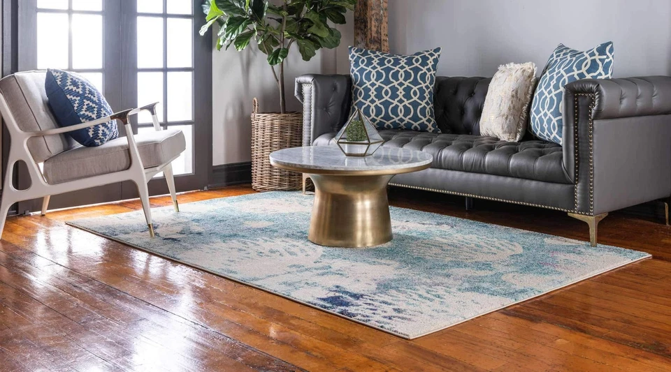 Alfombra costera moderna coral langosta conchas azul claro colección Positano (... Foto 3 de 4