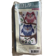 Alice Peterson Co. Stitch Zip Needlepoint Eyeglass Case Kit SZ480 Owls
