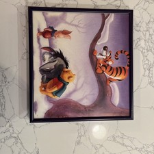 Vintage Winnie the Pooh Winter Disney brown Framed early 1990s wall decor