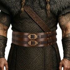 Medieval Viking Wide Belt - Renaissance Pirate Belt Pouch for LARP  Men Cosp...