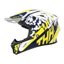 THH Helmets T710X Renegade Yellow/Blue Motocross Off Road Helmet Adult Size XL
