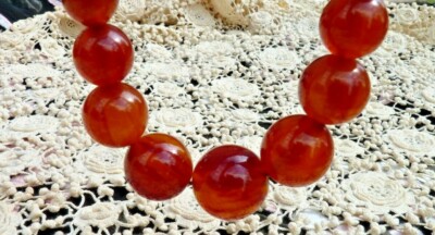 Collier Sautoir Ancien 2 Rangs De Perles Bakélite Couleur Ambre - Vintage, Neuf Sans Emballage